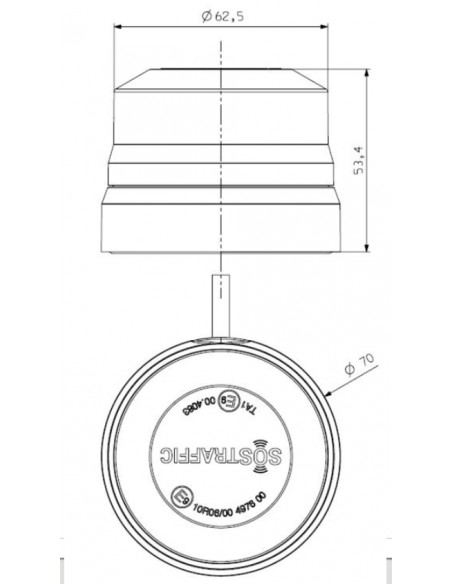 Micro gyrophare à Led aimanté