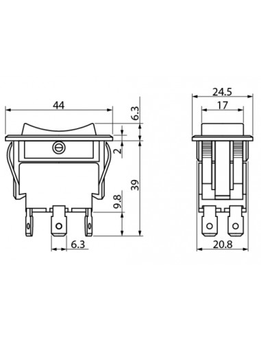 Interrupteur plat ON/OFF/ON automatique